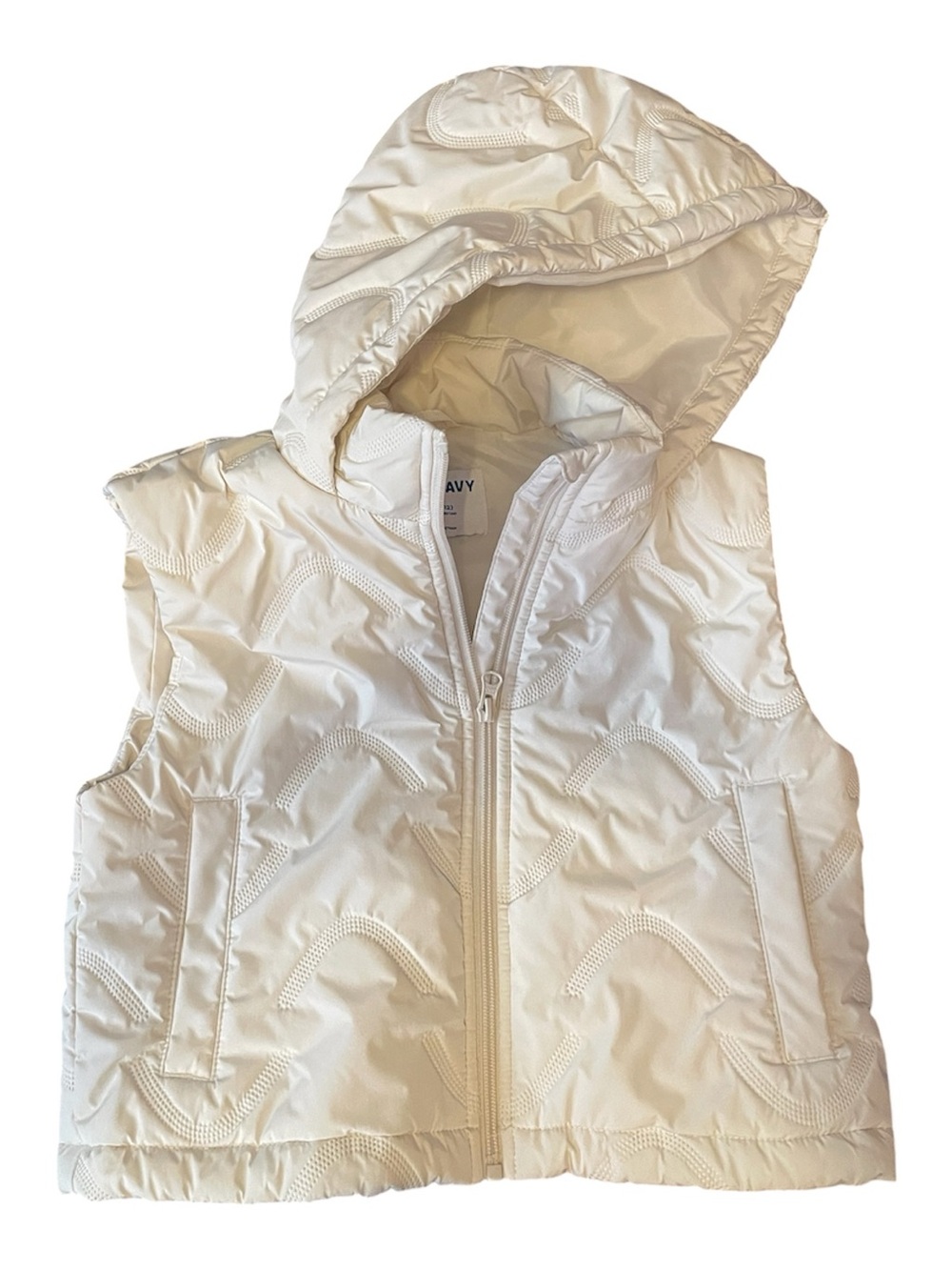 Old Navy Cream Quilted Hooded Puffer Vest for Kids